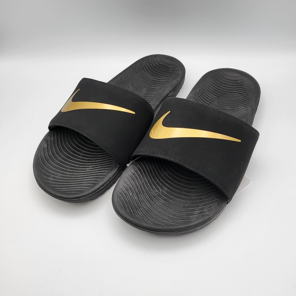 NEW Youth 5 | Women 6 Nike Kawa Slides in Black/Gold